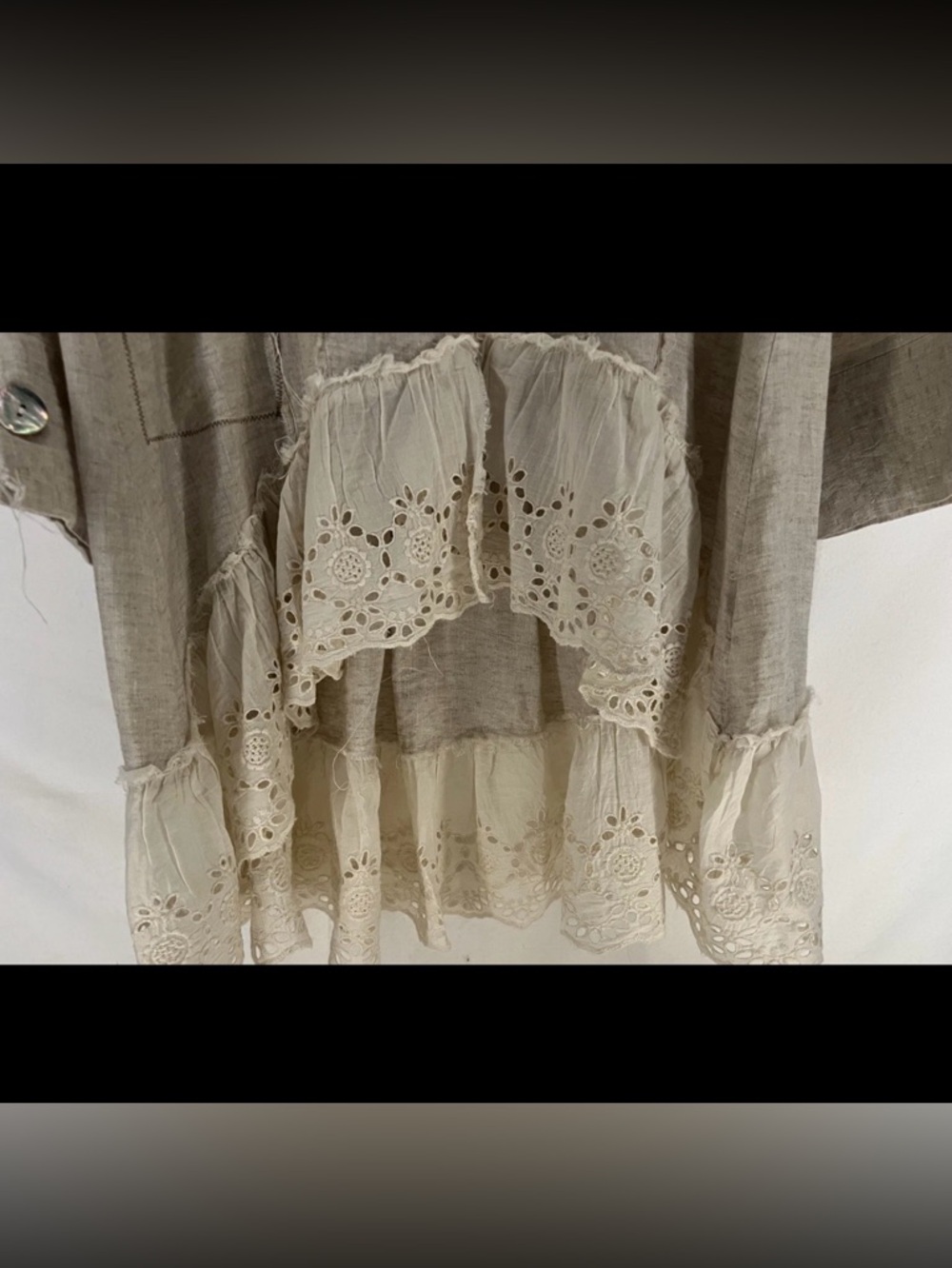 Paper Lace Women’s 100% Linen Beige Bohemian Lagenlook Button Up Jacket Size M - Picture 5 of 16
